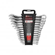 Набор ключей комбинированных 14 предметов на пластиковом держателе от бренда FORCEKRAFT- самый распространённый и популярный тип гаечного ключа, сочетающий в конструкции рожковый и накидной профили. Использование двух одноразмерных профилей делает инструмент универсальным. Его основное достоинство проводить работы в самых труднодоступных местах. Рожковая сторона ключа подходит для работ с крепежом, доступ к которому есть лишь с одной стороны; а накидная часть для проведения работ с высоко нагруженными резьбовыми соединениями. Накидная часть имеет 12 граней. Превосходно подходит для ремонта легковых и грузовых автомобилей мототехники, квадроциклов, снегоходов, гидроциклов , спецтехники, садовой техники и прочих слесарно-монтажных работ с болтовым и гаечным крепежом. Набор включает в себя комбинированные ключи: 10, 12-19, 22, 24, 27, 30, 32 мм. Ключи изготовлены из высококачественной хромованадиевой стали, что значительно увеличивает их устойчивость к механическим нагрузкам. Набор оснащен удобным пластиковым держателем-переноской. Все ключи имеют собственную нишу и надежно закреплены на держателе. Набор легко брать с собой и всегда удобно хранить в автомобиле. Основным преимуществом данного набора является компактность размеров упаковки и сбалансированный состав набора, в который включены только самые необходимые и востребованные размеры.