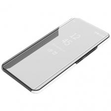 Чехол-книжка MyPads для Samsung Galaxy Note 10 Lite / Note10 Lite SM-N770F с дизайном Clear View Cover с полупрозрачной пластиковой крышкой с зеркальной поверхностью серебристый