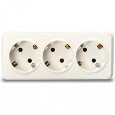Трехместная розетка Розетка Smartbuy 3-местная 16А с заземлением белая Юпитер SBE-03w-16-S3-Z