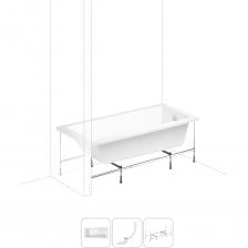 Прямоугольная акриловая ванна Element производится в размере 170 см по длине и имеет увеличенную ширину – 80 см, что вместе с расширением чаши за счет тонких бортиков позволяет комфортно принимать ванну или душ людям высокого роста и разного телосложения. Удобная пологая спинка ванны позволяет расположиться максимально комфортно. Основа ванн из литьевого акрила — жесткий 4 мм лист полиметилметакрилата (ПММА), который помещают в вакуум-формовочное оборудование и под большим давлением заполняют матрицу будущей ванны. Для максимальной прочности конструкции по всему основанию купели закладывается усиленная плита ДСтП, а внешняя сторона покрывается смесью полимера с отвердителем и ровингом. После отверждения в ванне высверливают отверстия для слива-перелива. Сифон-автомат Useful Extras от Wellsee изготовлен из полипропилена высокой термической стойкости и прочности, неуязвим к воздействию агрессивных химических средств. Самоочищающаяся форма и изгибы сифона препятствуют скоплению грязи внутри обвязки и поддерживают высокую пропускную способность — 50 л/мин. Конструкция ванны предполагает установку на поперечные ножки или усиленный металлический каркас с максимальной нагрузкой до 500 кг и предусматривает дополнительную фиксацию к стене. Наличие регулировок на каждой ножке и распорках обеспечивает удобство установки на различных поверхностях.