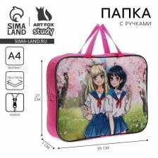Папка для труда, А4, текстильная, 35x27x7 см «Аниме»