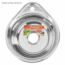 Мойка кухонная Accoona AB4539, врезная, круглая, толщина 0.6 мм, 450x390x165 мм, глянец