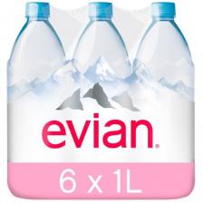 Вода минеральная природная столовая питьевая Evian негазированная, ПЭТ, 1л. Х6шт.