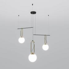 Подвесной светильник 70143/3 в черный/латунь цвете предназначен для создания дополнительного освещения и акцентной подсветки в современных интерьерах. Светильник со сменными лампами E27 создаст качественное освещение на площади 6 м кв. и подсветит рабочие зоны на кухне, в зале, в кабинете и в других местах.Светильник со стеклянными плафонами оборудован системой регулировки высоты подвеса, позволяющей размещать изделие на разных уровнях, уменьшая или увеличивая угол рассеивания светового потока. Подвесной светильник просто устанавливается на натяжных потолках при помощи монтажной планки.