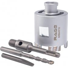 Коронка алмазная по бетону 68 мм с верхним пылеотводом Long-Life RAGEГлавное отличие новой линейки Long-Life - процесс горячего прессования, который проходят сегменты, что увеличивает ресурс оснастки на 45%.Данная коронка предназначена для работы с помощью перфоратора в безударном режиме в армированном бетоне, бетоне, кирпиче, силикатном кирпиче и камне. Центрирующее сверло помогает обеспечить точное позиционирование и сверлить без отклонений. Увеличенное количество сегментов (5шт.) способствует повышению скорости сверления и делает коронку более устойчивой к механическому разрушению, т.к. снижает возможность удара об армирующие элементы. Верхние отверстия в коронке предназначены для отведения пыли из зоны реза что предотвращает заклинивание коронки, а также способствует охлаждению сегментов и коронки. Коронка предназначена для работы с насадкой пылеудаления (приобретается отдельно).Характеристики:Диаметр (мм): 68Максимальная глубина сверления (мм): 65Максимальные обороты (об/мин): 900Хвостовик: SDS-PlusЦентрирующее сверло: M8Посадочный размер: М16Тип реза: мокрыйОсобенность: увеличивает ресурс оснастки на 45%, верхний пылеотводНазначение: для работы с помощью перфоратора в безударном режиме в армированном бетоне, бетоне, кирпиче, силикатном кирпиче и камнеВНИМАНИЕ! Не перегружайте инструмент! Засверлите коронку в стеку, затем удалите сверло из патрона и продолжайте сверление только коронкой. Работа только в безударном режиме! Работа с бетоном только с охлаждением водой!