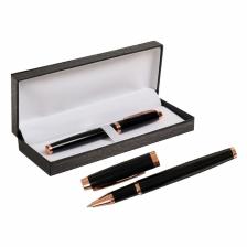 Ручка подарочная шариковая Calligrata, в кожзам футляре ПБ IM E, корпус чёрный с золотом