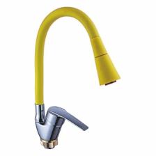 Смеситель сборный для кухни с гибким изливом Potato (Потато) P59278-10 хром/желтый