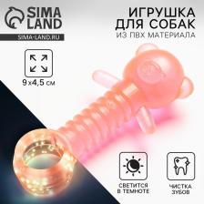 Игрушка для собак жевательная светящаяся в темноте «Медвежонок», 9x4.5 см