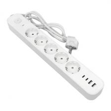 EKF UBA-LUX-503-TC Удлинитель LUX 5 гнезд 2USB 2,4А+2type-C 3 метра 1,5мм2 1 шт
