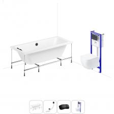 Комплексное предложение для обустройства ванной комнаты по специальной цене. Каждый элемент набора продуман и отвечает лучшим сантехническим решениям для ежедневного комфорта, максимальной гигиены и гарантирует надежный и безопасный монтаж. ВАННА ИЗ ЛИТЬЕВОГО АКРИЛА ОТ LAVINIA BOHO Акриловая ванна Pure производится в размерах 170*75 и 180*80 см и относится к категории премиум-сегмента. Прямоугольную чашу устанавливают к стене или вровень с полом. Удобные пологие спинки и смещенный в центр ванны слив позволяют максимально комфортно расположиться в купели и принимать водные процедуры вдвоем. На бортиках по периметру ванны можно размещать часто используемые предметы гигиены. Усиленный армированный корпус отлично сохраняет форму и не деформируется при нагрузках и наполнении чаши горячей водой. ПРОЧНЫЙ КАРКАС ИЗ СТАЛИ Ванна монтируется на усиленный стальной каркас и стабилизируется креплениями к стене. Конструкция надежно фиксирует чашу и равномерно распределяет динамическую нагрузку до 500 кг. Регулировка опор по высоте нивелирует перепады уровня пола на различных поверхностях. СИФОН С ПОВЫШЕННОЙ ФУНКЦИОНАЛЬНОСТЬЮ Автоматический слив-перелив Useful Extras от Wellsee с донным клапаном click-clack и съемной накладкой на перелив изготовлен из полипропилена повышенной прочности. Накладка на перелив и крышка донного клапана выполнены из латуни. Функция верхней очистки позволяет с легкостью устранять возможные засоры, а плоский гидрозатвор служит барьером для неприятных канализационных газов и занимает минимум места под ванной. ПОДГОЛОВНИК НА САМОКЛЕЯЩЕЙСЯ ЛЕНТЕ Подголовник на ванну от Wellsee из вспененного полиуретана с гелевой структурой гипоаллергенен и безопасен для здоровья человека. Благодаря волнообразной форме и высокой эластичности подушка мгновенно адаптируется к изгибам тела, равномерно распределяет нагрузку в шейно-воротниковой зоне. Поверхность изделия не впитывает влагу и запахи, что гарантирует высокий уровень гигиены и износостойкость при продолжительном контакте с водой. ПОДВЕСНОЙ УНИТАЗ LAVINIA BOHO СО 100% ОТКРЫТЫМ КРАЕМ Унитаз Lavinia Boho One в минималистичном дизайне — бестселлер поколения безободковой керамики из санфарфора. Гладкая беспористая поверхность обладает повышенной прочностью и износостойкостью, не скапливает грязь и сокращает рост бактерий. Чаша Rimless со скрытым креплением качественно омывается с первого смыва без брызг и обеспечивает 100% гигиеничность и простоту в уходе за изделием. При мощном каскадном смыве выделения сразу попадают в воду и блокируются жидкостью, минимизируя распространение неприятных запахов. БЫСТРОСЪЕМНОЕ СИДЕНЬЕ С КРЫШКОЙ Эргономичная форма сиденья позволяет с удобством расположиться людям разного возраста и комплекции. Благодаря встроенным в петли демпферам сиденье с крышкой опускаются мягко и бесшумно. Установить или снять сиденье можно всего за несколько секунд одним нажатием. Конструкция выдерживает нагрузку до 400 кг и имеет более 100.000 циклов открывания/закрывания. Сиденье из дюропласта гипоаллергенно и полностью безопасно при контакте с кожей человека. УНИВЕРСАЛЬНАЯ ИНСТАЛЛЯЦИЯ С БЕСШОВНЫМ БАЧКОМ Инсталляционная система Lavinia Boho Relfix с универсальным креплением позволяет производить не только стандартный «прямой» монтаж рамы к стене, но и осуществлять «поворотный» монтаж, вплоть до установки в угол помещения. Цельнолитой бачок системы изготовлен из долговечного полимерного материала HDPE и изолирован от конденсационной влаги. Все соединительные элементы бачка для подключения инсталляции к трубопроводу изготовлены из латуни. ДИСПЕНСЕР ДЛЯ ДЕЗОДОРАЦИИ Дозатор для дезинфицирующих средств устанавливается в бачок инсталляционной системы RelFix и поддерживает гигиену унитаза, аромат свежести в туалетной комнате. Благодаря точной подгонке резервуара под туалетные блоки при каждом смыве с водой поступает одинаковое количество дезинфицирующего средства, которое равномерно распределяется по чаше унитаза. УЛЬТРАТОНКАЯ КЛАВИША СМЫВА Ультратонкий монтаж панели смыва сохраняет эстетику всей конструкции, а также облегчает поддержание чистоты санузла. Клавиша изготовлена 