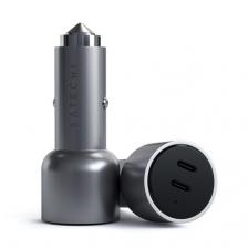 Автомобильная зарядка Автомобильное зарядное устройство Satechi 40W Dual USB-C Car Charger Серый космос