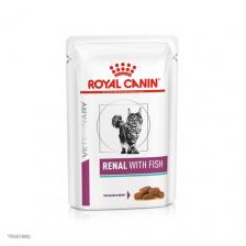 Корма для кошек Royal Canin Renal with Fish / Ветеринарный влажный корм (Консервы-Паучи) Роял Канин Ренал для кошек для поддержания функции почек с Рыбой (цена за упаковку)