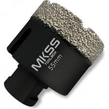 Универсальная алмазная коронка «HARD» MKSS является оптимальным выбором для сверления различных материалов, включая керамогранит, керамику, гранит, мрамор, бетон и кирпич. Основной характеристикой данного инструмента является наличие специального воска, который в процессе работы нагревается и забирает часть образовавшегося тепла на себя, обеспечивая охлаждение алмазного элемента. Технология производства данной оснастки, основанная на высокотемпературной вакуумной пайке, позволяет сверлить прочные материалы без необходимости применения водяного охлаждения. Коронка с резьбой под хвостовик М14 обеспечивает высокую скорость сверления на угловых шлифовальных машинах с максимальной частотой вращения 12000 оборотов в минуту. Сверление необходимо проводить в безударном режиме. Результатом использования данного инструмента будет ровное и точное отверстие без крошек и трещин на рабочей поверхности. Внимание, изображение товара может отличаться от реального! Верные параметры указаны в технических характеристиках товара.