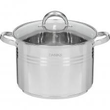 Кастрюля нержавеющая сталь, 12 л, с крышкой, крышка стекло, Daniks, Общепит, SD-6BP-13. Не секрет, что наше здоровье зависит от пищи, которую мы принимаем, а качество пищи, в свою очередь, во многом зависит от посуды. Задумавшись о приобретении качественной кухонной утвари, обратите внимание на практичные кастрюли марки Daniks. Объем: 12 л. Цвет: серебристый. Материал: нержавеющая сталь. Диаметр по крышке: 29.5 см. Диаметр по дну: 26.3 см. Толщина стенок: 0.6 мм. Высота: 20 см. Индукционное 3-слойное дно: 3 мм. Рекомендации по использованию и уходу: После покупки тщательно промойте посуду в горячей воде, используя мягкую губку и жидкое моющее средство. Не используйте при этом металлические щетки и кислотосодержащие, абразивные чистящие средства. Во время приготовления пищи пользуйтесь специальными прихватками или варежками для горячего. Беритесь строго за крышку или ручки посуды. При использовании газовых плит, проверьте диаметр конфорки: пламя не должно выходить за пределы посуды или доходить до стенок. При использовании электрической или керамической плиты выбирайте диск с диаметром соответствующим дну посуды. Это позволит Вам гораздо дольше сохранить внешнюю привлекательность посуды от несмываемых пятен окалины и сэкономит газ или электроэнергию. Не грейте пустую посуду. Избегайте резких перепадов температур. После использования, обязательно вымойте посуду либо вручную, либо поместив её в посудомоечную машинку.