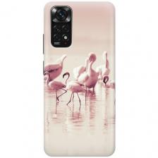 Силиконовый чехол на Xiaomi Redmi Note 11, Note 11S, Сяоми Редми Ноут 11, Ноут 11С с принтом "Розовые фламинго"