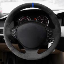 Для BMW M Sport E36 1996-2000 E39 1995-2001 Z3 M E36/7 M3 E36 M5 E39 Замшевая кожаная отделка с ручными оплетками на чехле рулевого колеса автомобиля
