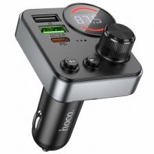 Bluetooth FM модулятор, E86, HOCO, 1 USB QC3.0+1 PD (30Вт)+1 USB 5V/0.5A, черный