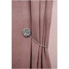 Подхват для штор на магните круг с фактурой серебро