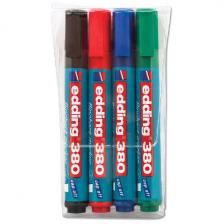 Маркеры для флипчарта Edding 4 шт., непропитывающие, ассорти, круглый наконечник, 1,5-3 мм (E-380/4S)