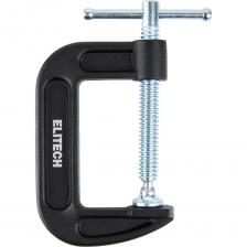 G-образная литая струбцина ELITECH 513103 85х52 мм из высокопрочного чугуна со стальным винтом и подвижной опорной пяткой, используется для усиленной фиксации деталей и заготовок. Струбцина G-типа применяется, когда нужно сжать детали между собой с повышенным усилием – от 200 кг до 1 тонны. Но следует помнить, что G-струбцины все же слабее тисков, и поэтому не следует прилагать чрезмерную силу при затяжке винта, который нужно смазывать и поддерживать в чистоте. Ширина зажима 85 мм Глубина зажима 52 мм Усилие зажима – 6000 Н  