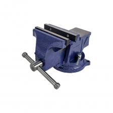 Настольные слесарные тиски Слесарные настольные тиски с наковальней и поворотным механизмом URM 150 мм, ударопрочные, чугунные, синие D01484