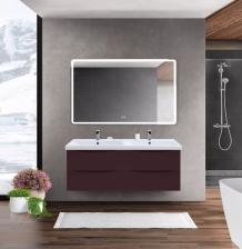 Комплект мебели BelBagno Marino-Cer 120 с двумя чашами бордовый