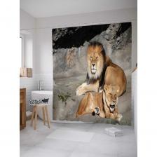 Штора-занавеска для ванной Штора (занавеска) для ванной JoyArty "Пара на отдыхе" из сатена, 180х200 см с крючками, sc_37580