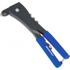 Заклепочник ручной алюмин. 250мм WP225006 Workpro• Корпус заклепочника изготовлен из алюминиевого сплава • Хром-молибденовые губки • Подпружиненная ручка автоматически извлекает стержень заклепки • Подходит по размеру заклепки:2,4мм, 3,2мм, 4, мм и 4,8мм • Гаечный ключ, хранящийся в ручке