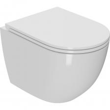 Подвесной безободковый унитаз Bauedge Bau Dream 52x36 Hurricane-2, торнадо обратного потока, быстросъемное тонкое сиденье дюропласт микролифт BL0001-HQ2