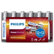 Батарейка Philips Power Alkaline, щелочная, 12+12 AA, в пленке (LR6P24FV/97)
