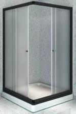 Душевой уголок Radomir Респект 100х100 профиль черный стекло матовое с низким поддоном