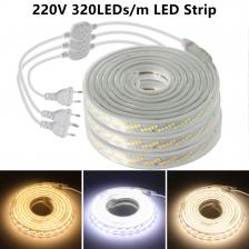 Светодиодная лента 220 В переменного тока, суперъярсветодиодный SMD 2835 320Led s/m, водонепроницаемая уличная лампа, гибкая светодиодная лента с вилкой для ЕС/Великобритании