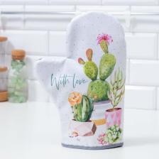 Варежка-прихватка With love, 20x28 см, саржа, 100% хлопок, ватин 250 г/м?