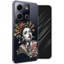 Чехол на Infinix Note 30i / Инфиникс Нот 30i с принтом Опасная гейша, прозрачный