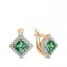 Золотые серьги с турмалинами и фианитами