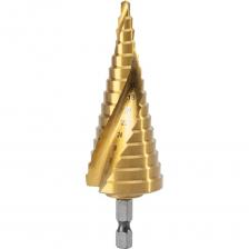 Ступенчатое сверло по металлу Deli DH-JTZ032-E2– профессиональный инструмент для сверления отверстий диаметром от 4 до 32 мм в металлических заготовках. Изготовлено из качественной быстрорежущей стали HSS М2, что обеспечивает надежность и долгий срок службы. Основные характеристики: Полный диапазон ступеней: 4, 6, 8, 10, 12, 14, 16, 18, 20, 22, 24, 26, 28, 30, 32 мм Материал: быстрорежущая сталь HSS М2 Шестигранный хвостовик 1/4" HEX для надежной фиксации Спиральная канавка для эффективного отвода стружки Антикоррозийное покрытие Преимущества: 15 рабочих диаметров в одном инструменте Высокая износостойкость и прочность Чистые и точные отверстия без заусенцев Универсальность для различных видов металла Удобство использования и экономия времени Применение: Монтаж металлоконструкций Работа с листовым металлом Установка крепежных элементов Авторемонтные работы Производственные задачи