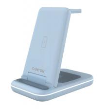 Зарядное устройство беспроводное Canyon WS-304 CNS-WCS304BL 3 в 1, складное, сенсорная кнопка включения, светодиодный индикатор и подсветка, голубое