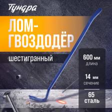 Лом-гвоздодер ТУНДРА, 65 сталь, шестигранный, 600x14 мм