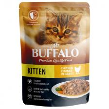 корм для котят BUFFALO Kitten нежный цыплёнок в соусе пауч 85г