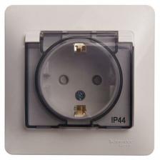 Розетка 1-м СП Glossa 16А IP44 с заземл. защ. шторки с крышкой в сборе бел. SchE GSL000148(2 шт.)