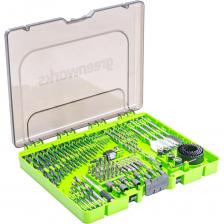 Набор свёрл, бит и коронок в кейсе Greenworks арт. 2944607, 90 предметовНабор содержит самую востребованную оснастку для выполнения широкого спектра работ, которые упакованы в прочный пластиковый кейс для удобной переноски и хранения. Идеально подходит для работы в мастерской со всеми представленными на рынке безударными и ударными дрелями-шуруповертами и ударными винтовёртами.
