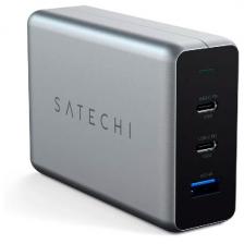 Сетевое зарядное устройство Satechi Compact Charger с технологией GaN Power (USB Type-C 100 Вт х 2 USB Type-A до12 Вт), серый космос (ST-TC100GM-EU)