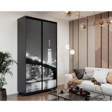 Шкаф – купе BRIGHT, 1400x450x2300 мм, цвет тёмно – серый/белый шёлк