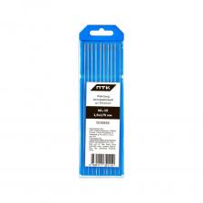 Вольфрамовый электрод под маркой WL-15 применяется при аргонодуговой сварке TIG на переменном (AC) и постоянном (DC) токе. Электрод используется для сварки алюминия, нержавеющей стали, а также для сварки углеродистых сталей. Для повышения стойкости и улучшения качественных свойств электрод легирован оксидом лантана (La?O?). Содержание элемента колеблется в диапазоне от 1,4 до 1,6%. Содержание вольфрама (W) в пределах 98,6–98,4%. Электроды WL-15 отличаются легким поджигом дуги и обеспечивают сохранность заточки электрода длительное время. Диаметр электрода 1,6 мм, длина электрода 175 мм. Вольфрам имеет отличительное цветовое обозначение – золотой торец. Вольфрамовый электрод поставляется в пластиковом пенале. В индивидуальной упаковке 10 электродов.