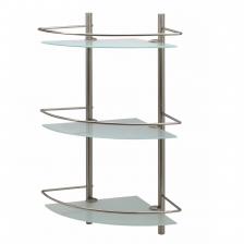 Полка стеклянная угловая тройная Wasserkraft серебряная 31х61х31 см