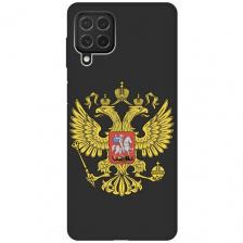 Матовый Soft Touch силиконовый чехол на Samsung Galaxy M32, Самсунг М32 с 3D принтом "Patriot" черный