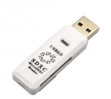 Картридер 5BITES RE2-100WH, USB2.0, SD/TF, USB PLUG, White, RTL RE2-100WH