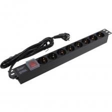EXEGATE Блок розеток ServerPro PDU-19H805 Al-8S-EU3-SW, 19",1U,алюм, 8Schuko, евровилка, 3м [EX280844RUS]