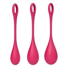 Набор одинарных вагинальных шариков Satisfyer Yoni Power 1, 3 предмета, силикон, красный