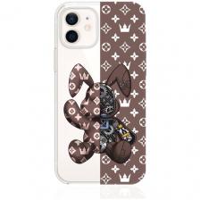 Прозрачный силиконовый чехол MustHaveCase для iPhone 12/12 Pro Bunny Коричневый для Айфон 12/12 Про Противоударный